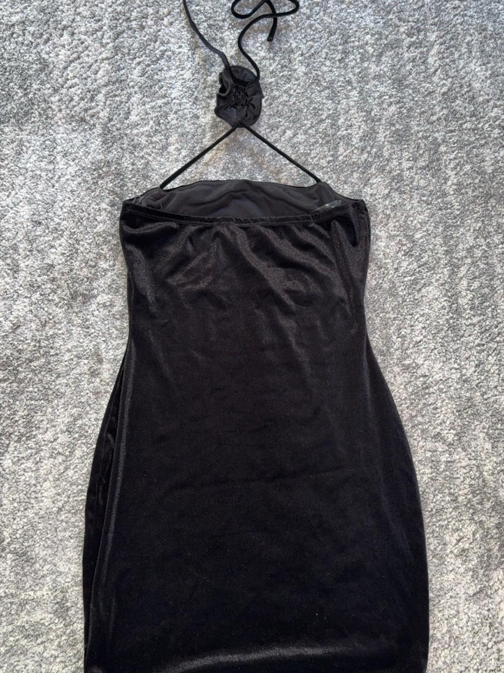Strapless Black Mini Dress with Rosette Halter - Picture 5 of 7